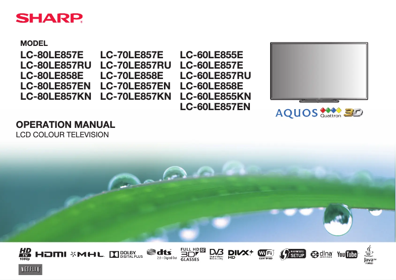 Page n°1 - Manuel utilisateur Sharp LC-60LE857E