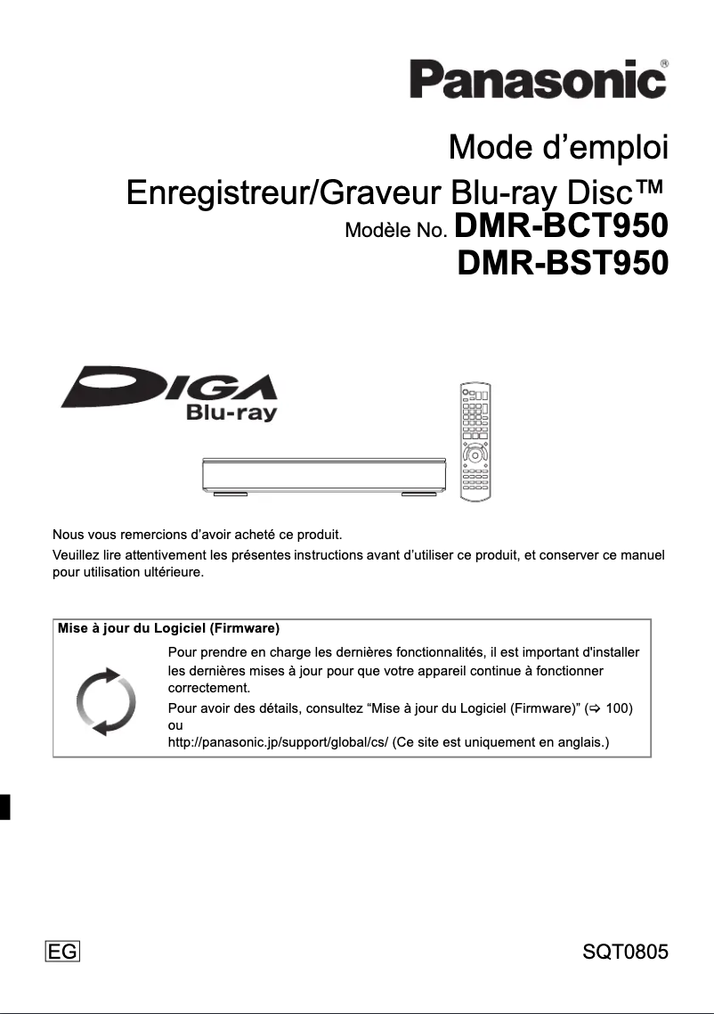 Page 1 of the manual User Manual Panasonic DMR-BCT950