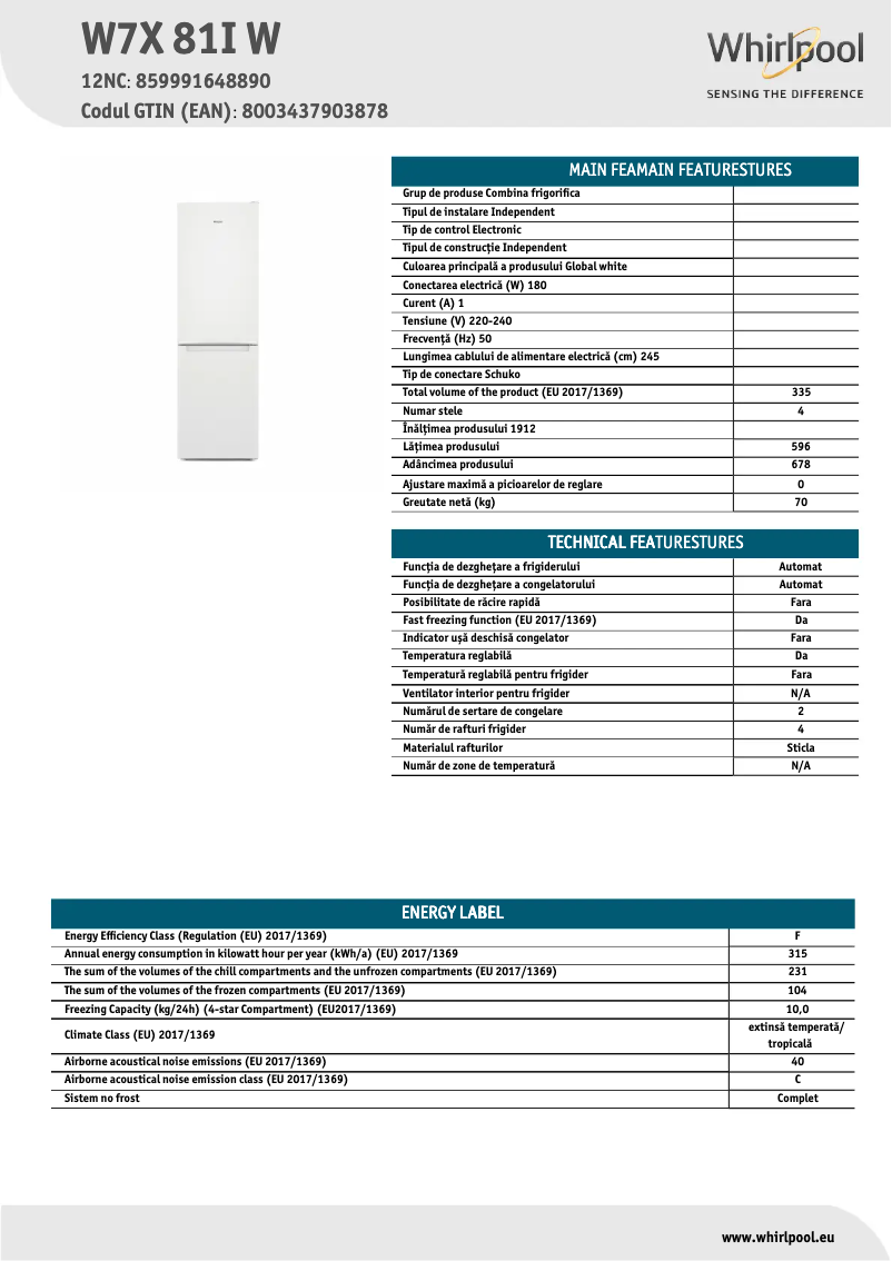 Image de la première page du manuel de l'appareil W7X 81I W