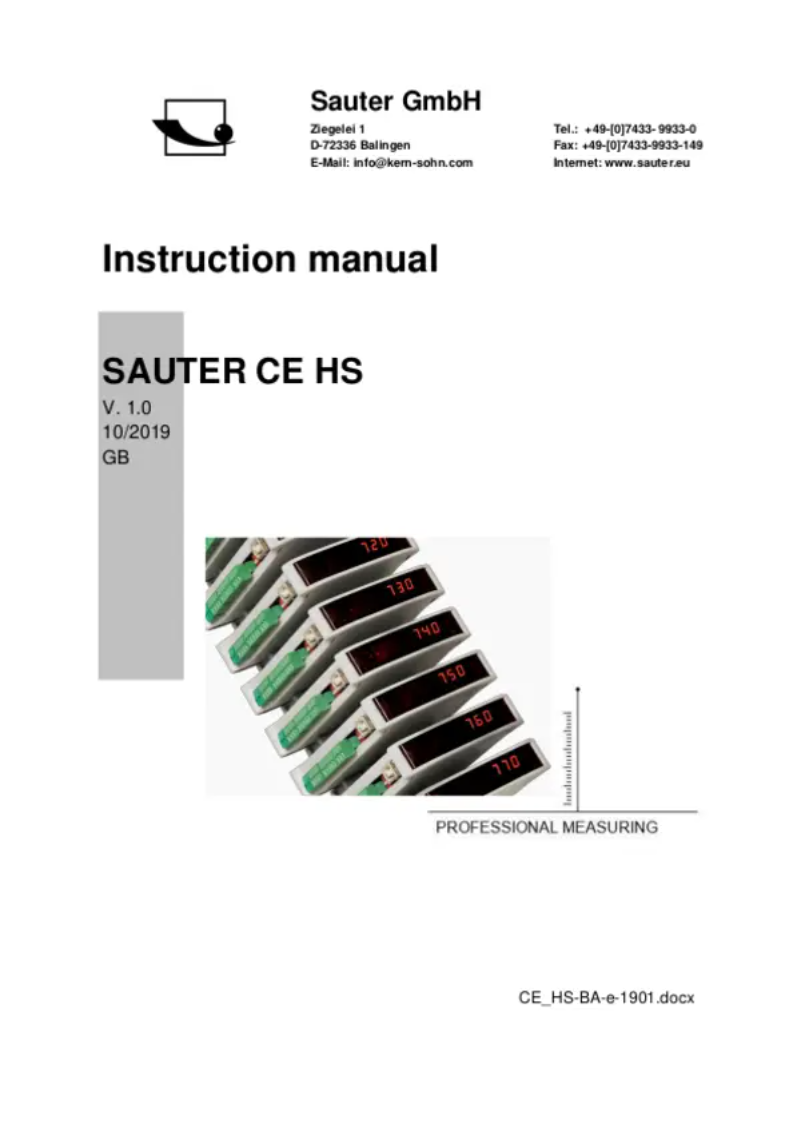 Page n°1 - Manuel utilisateur Kern CE HSAIO