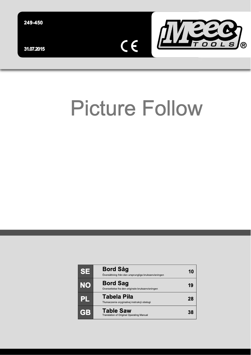 Page 1 de la notice Manuel utilisateur Meec Tools 249-450