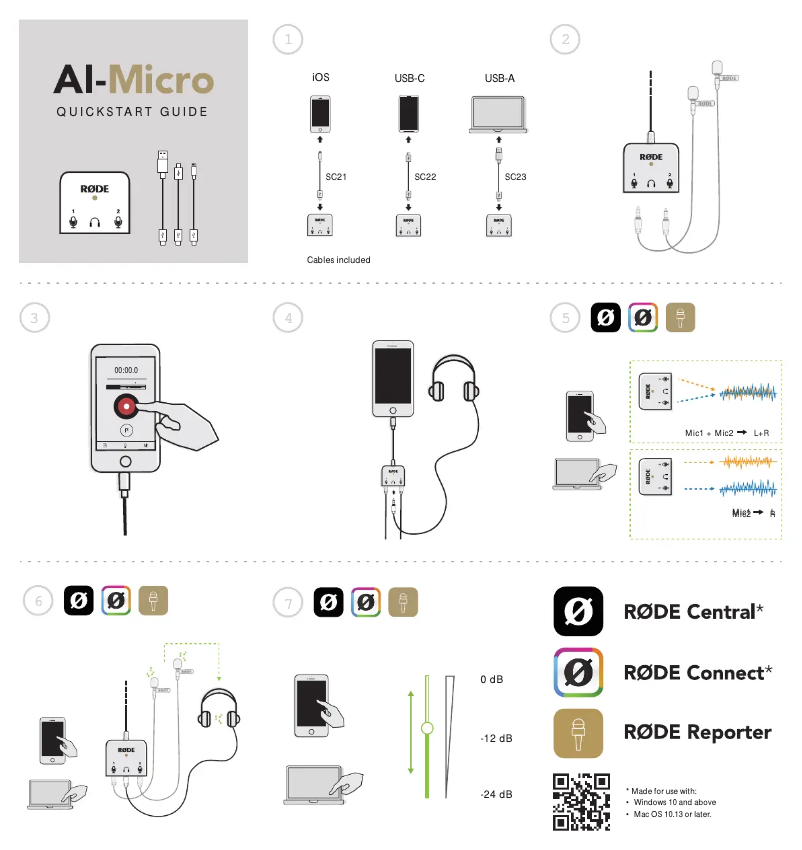 Page 1 of the manual Quick Start Guide Røde AI-Micro