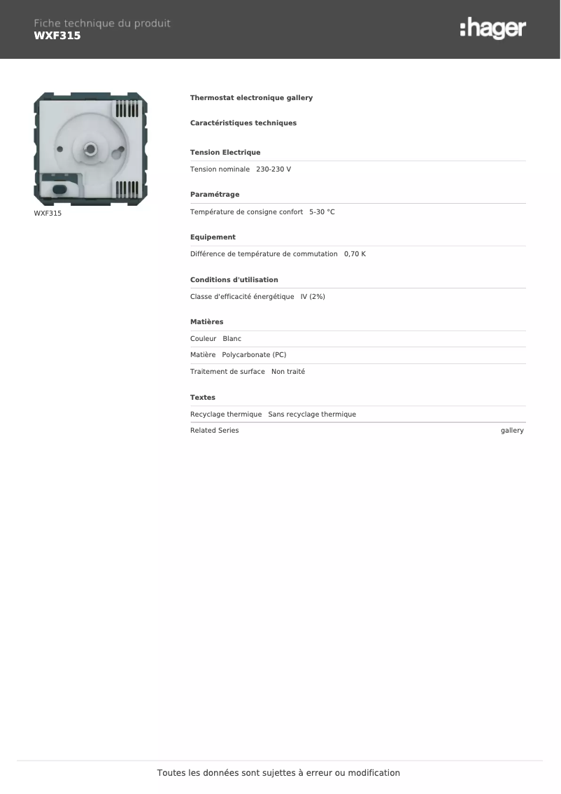 Image de la première page du manuel de l'appareil WXF315