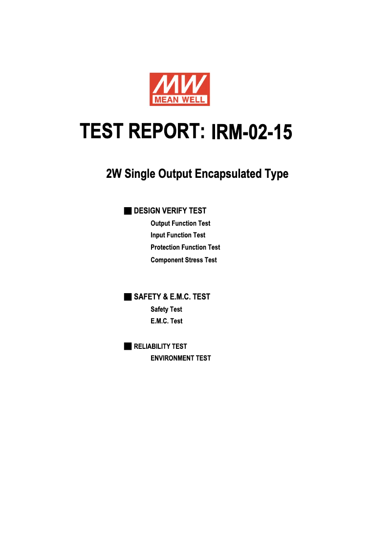 Page 1 de la notice Fiche technique Mean Well IRM-02-15