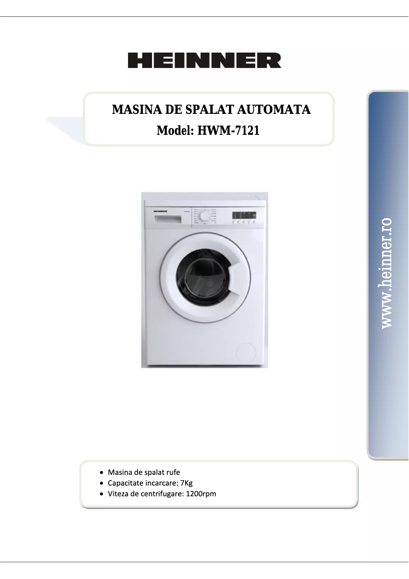 Página 1 del manual Manual de usuario Heinner HWM-7121