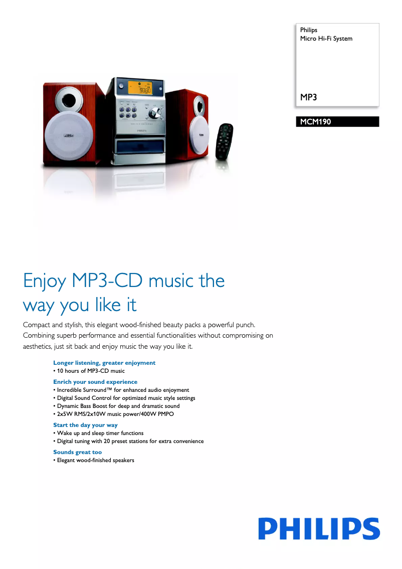 Page n°1 - Brochure Philips MCM190