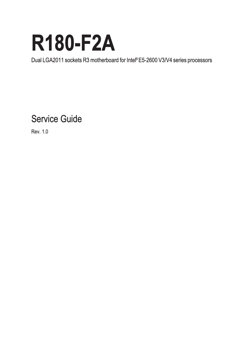 Page n°1 - Manuel utilisateur Gigabyte R180-F2A