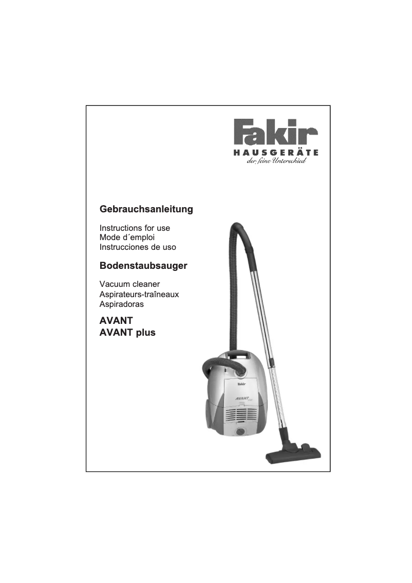 Image de la première page du manuel de l'appareil AVANT plus