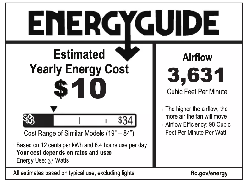 Page 1 de la notice Label énergétique Hunter Cassius 59262