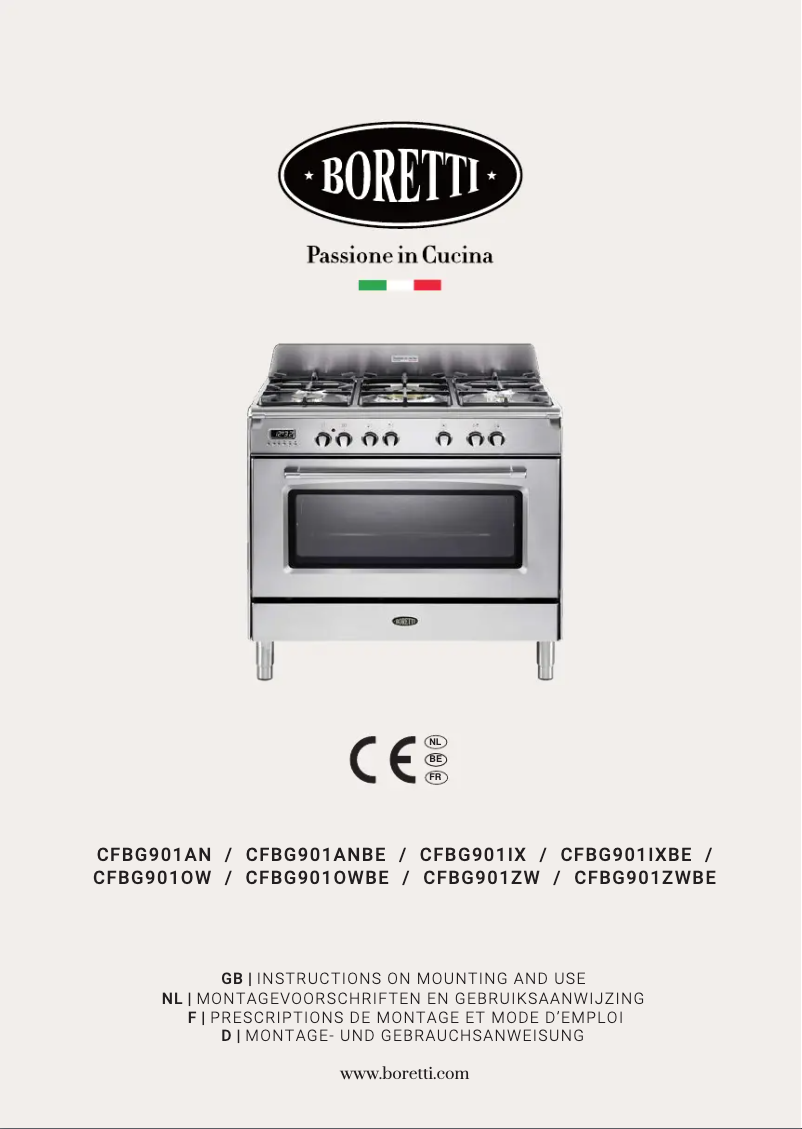 Page 1 de la notice Manuel utilisateur Boretti CFBG901ZWBE