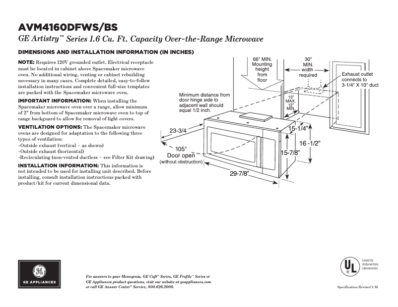 Imagen de la primera página del manual del dispositivo Artistry AVM4160DFWS