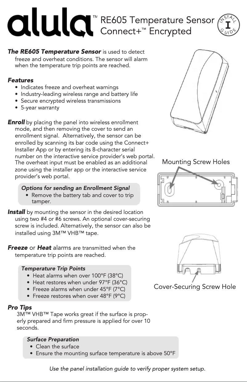 Page 1 de la notice Manuel utilisateur Alula RE605