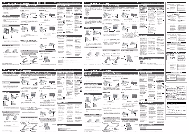 Page 1 de la notice Manuel utilisateur Roland KT-10