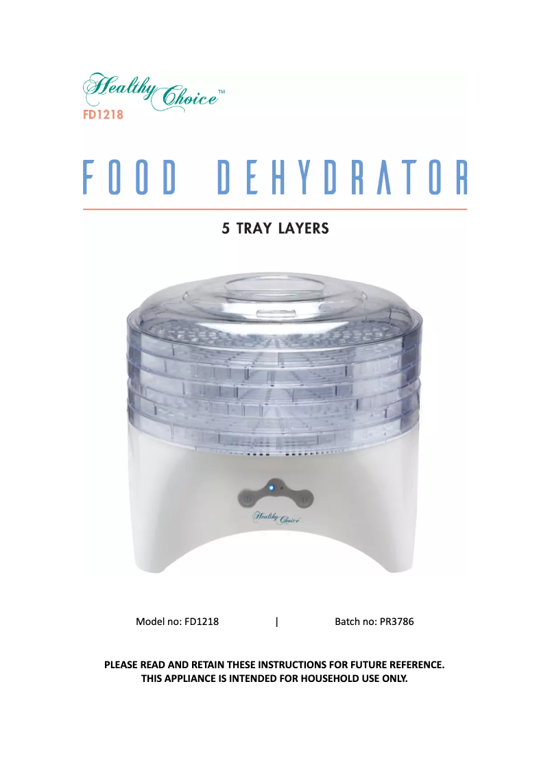 Page 1 de la notice Manuel utilisateur Lenoxx Healthy Choice FD1218