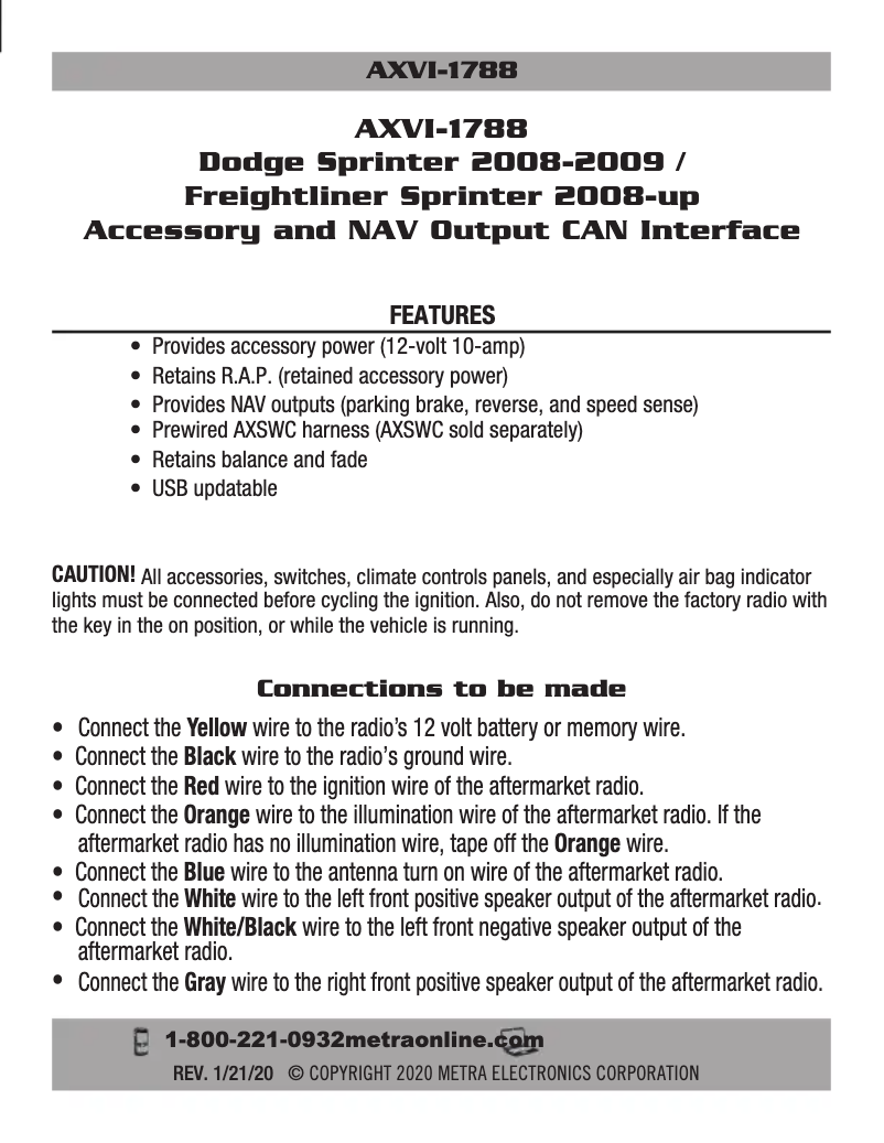 Page 1 de la notice Manuel utilisateur AXESS AXVI-1788