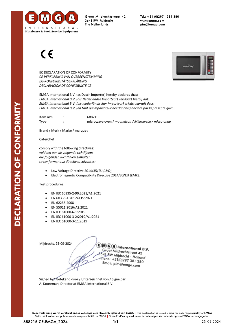 Page 1 de la notice Manuel utilisateur CaterChef 688.215