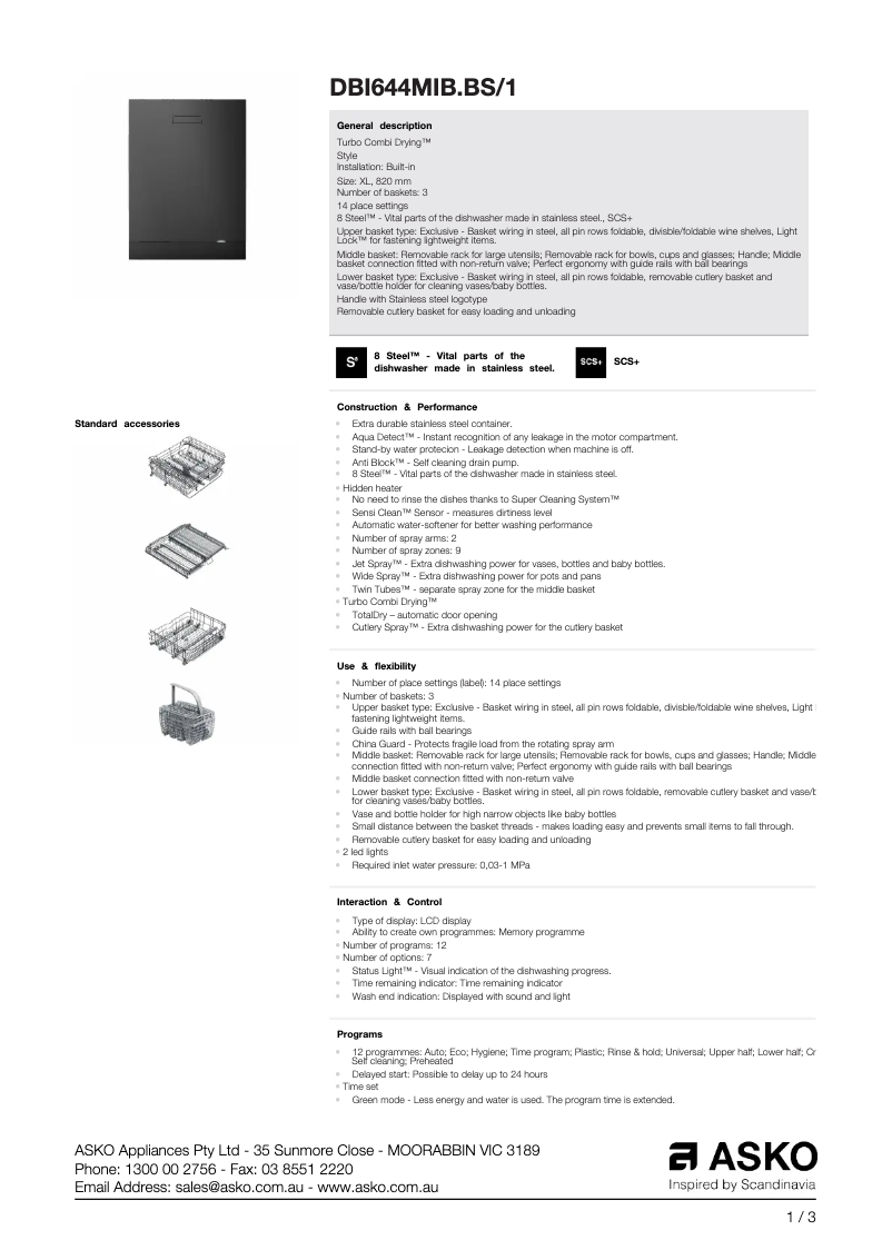 Image de la première page du manuel de l'appareil DBI644MIB.BS/1