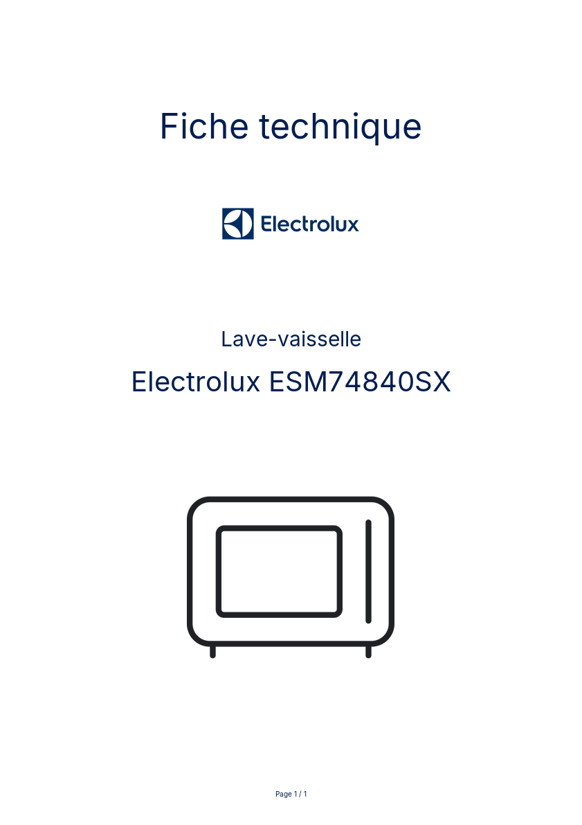 Page n°1 - Fiche technique Electrolux ESM74840SX