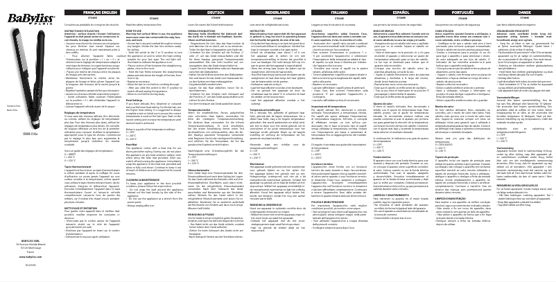 Page 1 de la notice Manuel utilisateur BaByliss Ceramic Straightener 230 ST089E