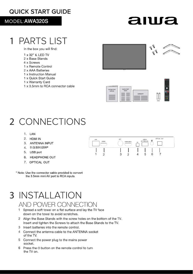 Page 1 de la notice Manuel utilisateur Aiwa AWA320S