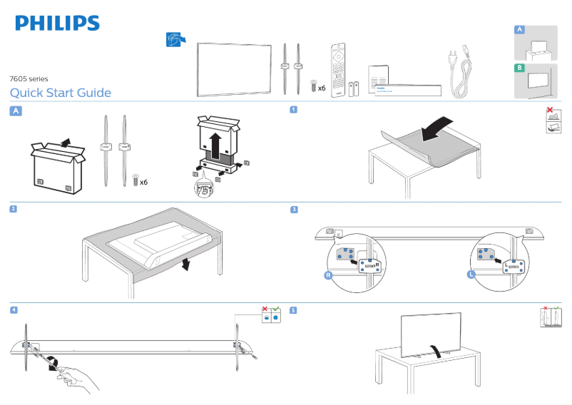 Page 1 de la notice Guide de démarrage rapide Philips 70PUS7605