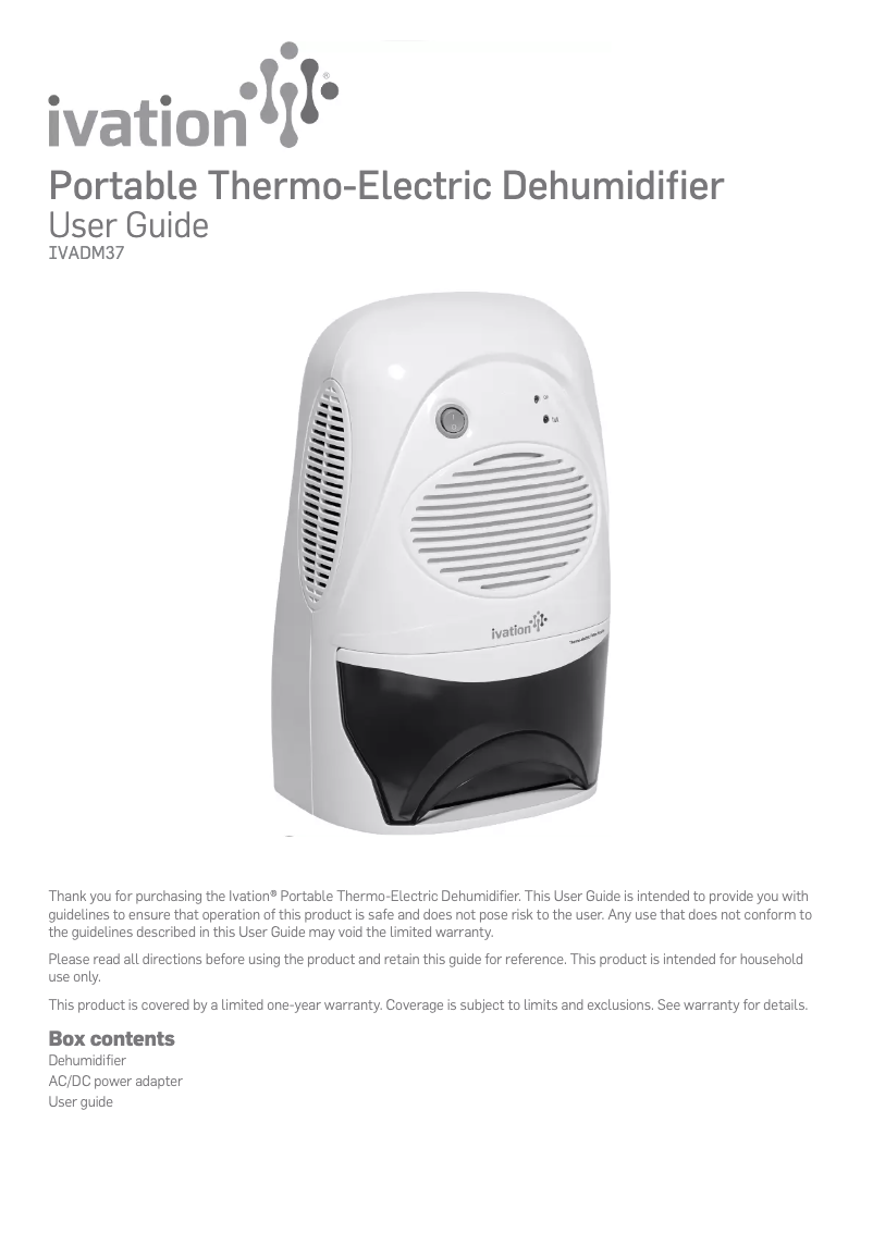 Page 1 de la notice Manuel utilisateur Ivation IVADM37