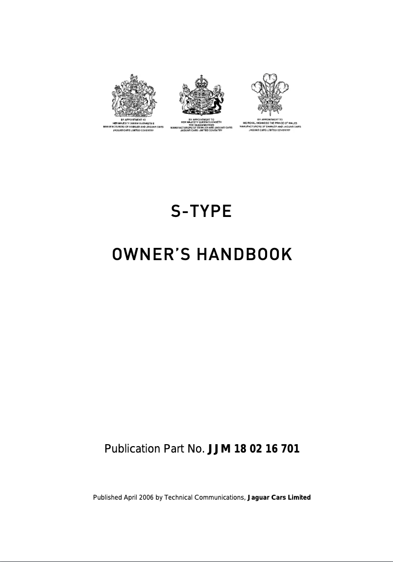 Page n°1 - Manuel utilisateur Jaguar S-Type (2007)