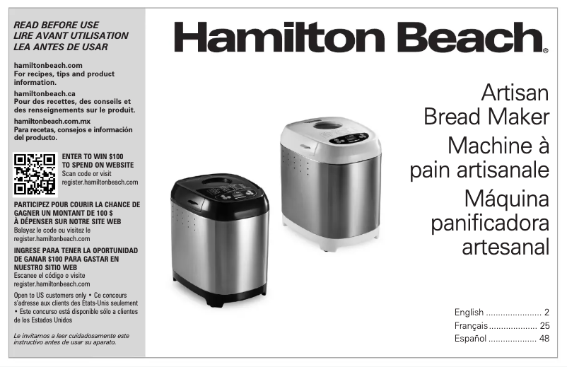 Page n°1 - Manuel utilisateur Hamilton Beach 29985