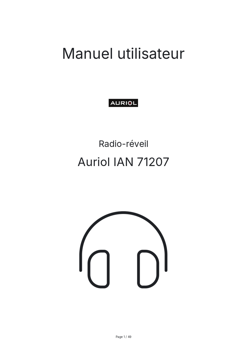 Page n°1 - Manuel utilisateur Auriol IAN 71207