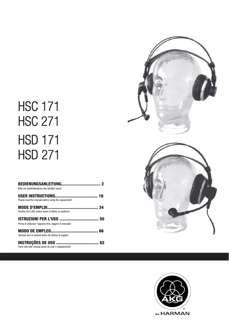 Page n°1 - Manuel utilisateur AKG HSD 271