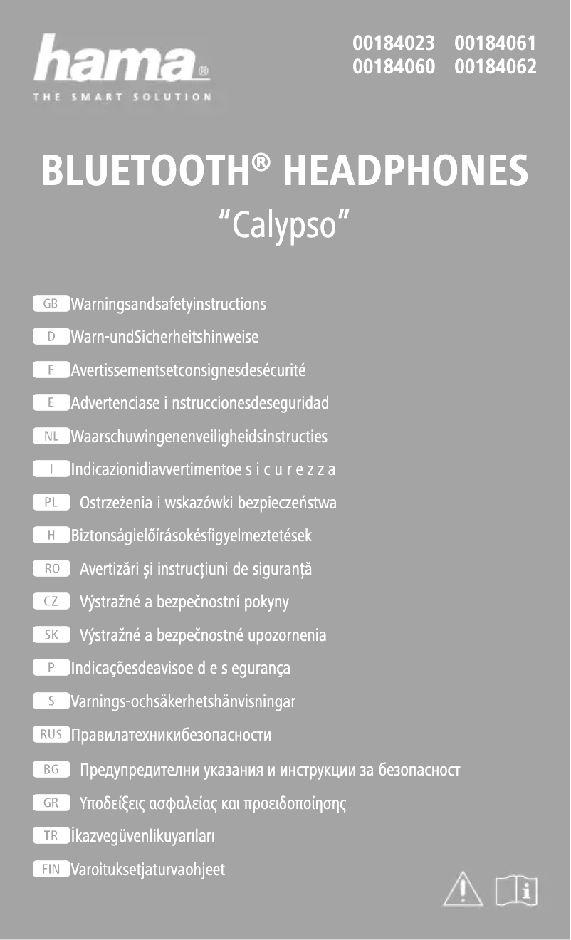 Page 1 de la notice Instructions de sécurité Hama Calypso 00184023