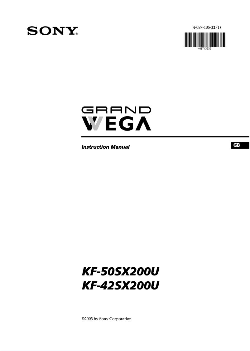 Page n°1 - Manuel utilisateur Sony KF-42SX200U