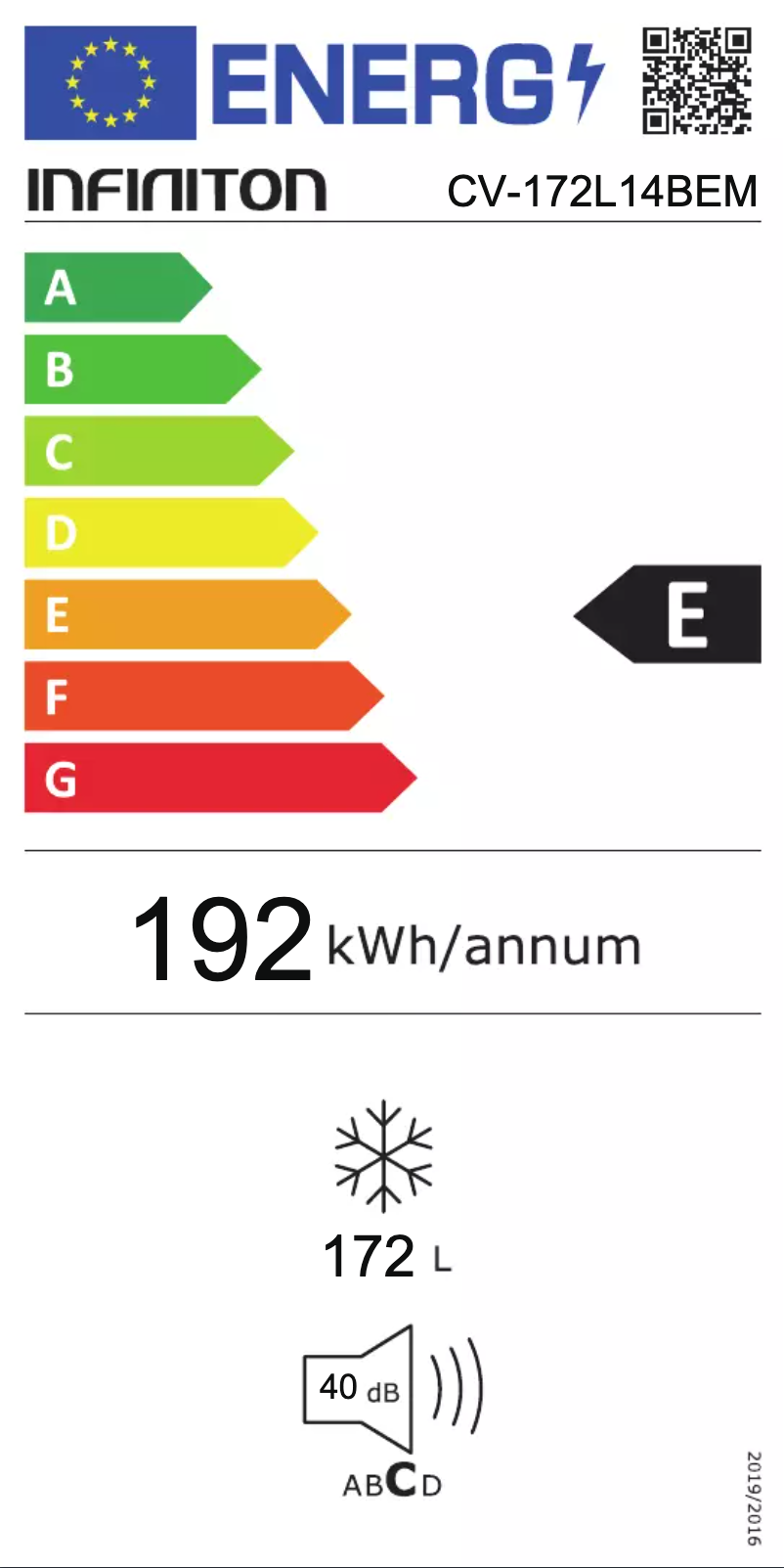 Page n°1 - Label énergétique Infiniton CV-172L14BEM