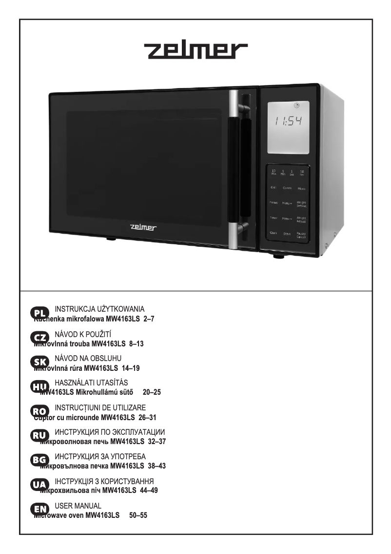 Página 1 del manual Manual de usuario Zelmer MW4163LS