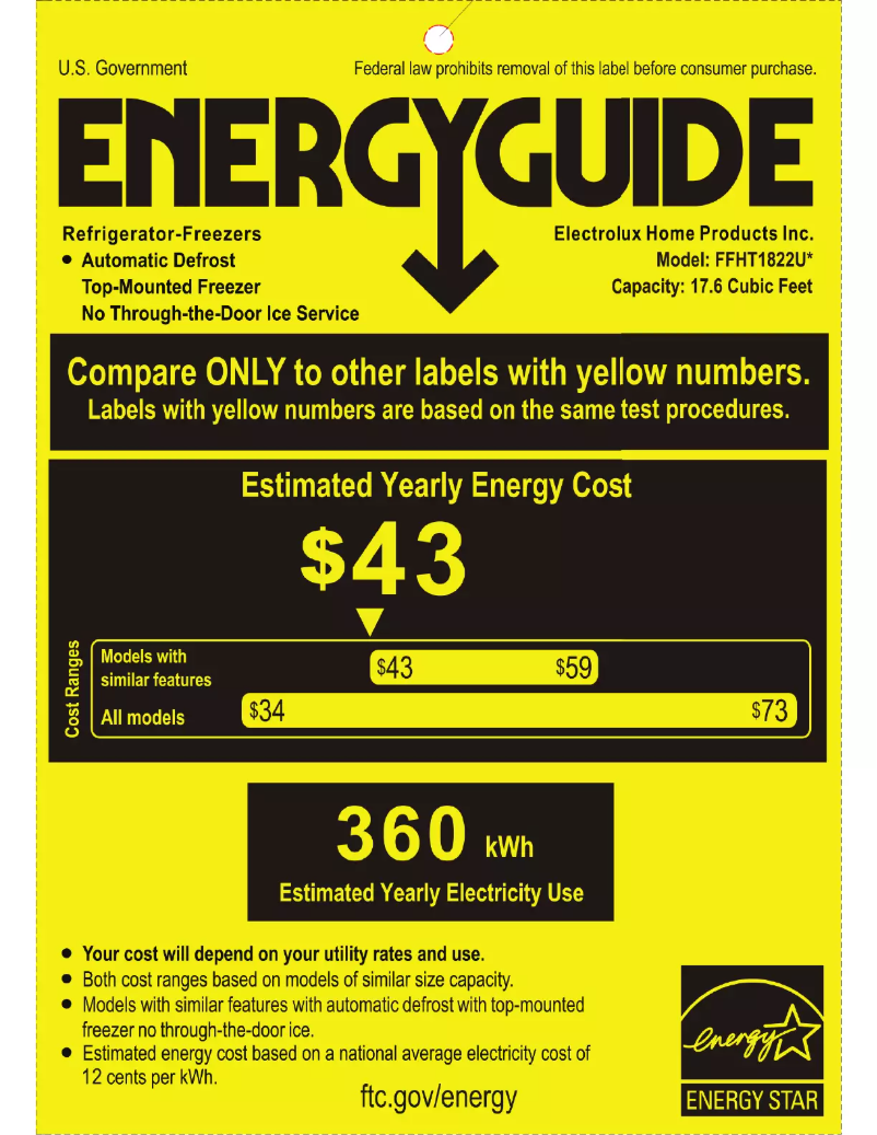 Image de la première page du manuel de l'appareil FFHT1822UW