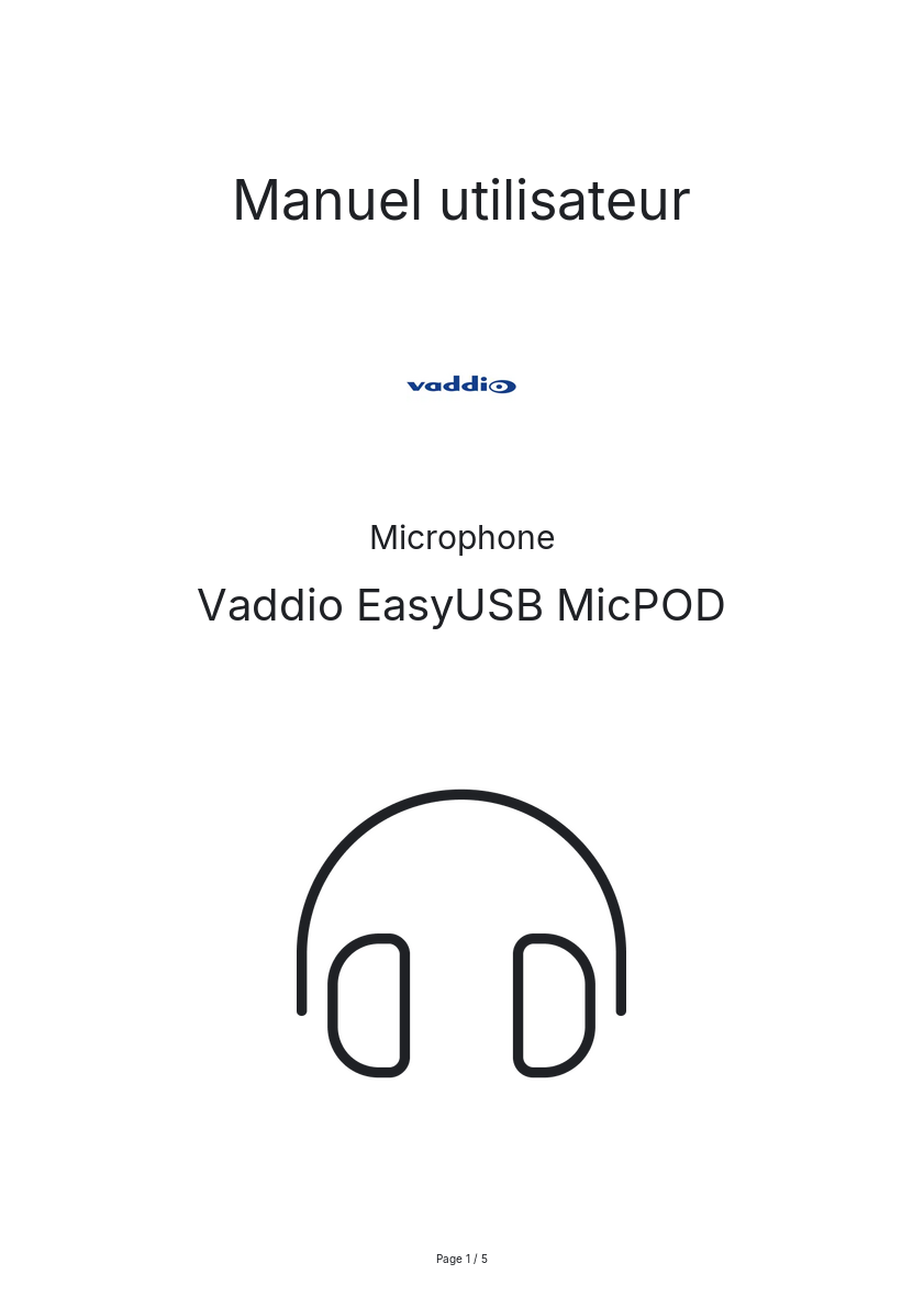 Page n°1 - Manuel utilisateur Vaddio EasyUSB MicPOD