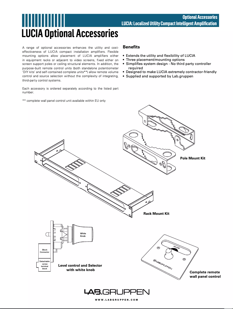 Page n°1 - Manuel utilisateur Lab Gruppen LUCIA 240/1-70
