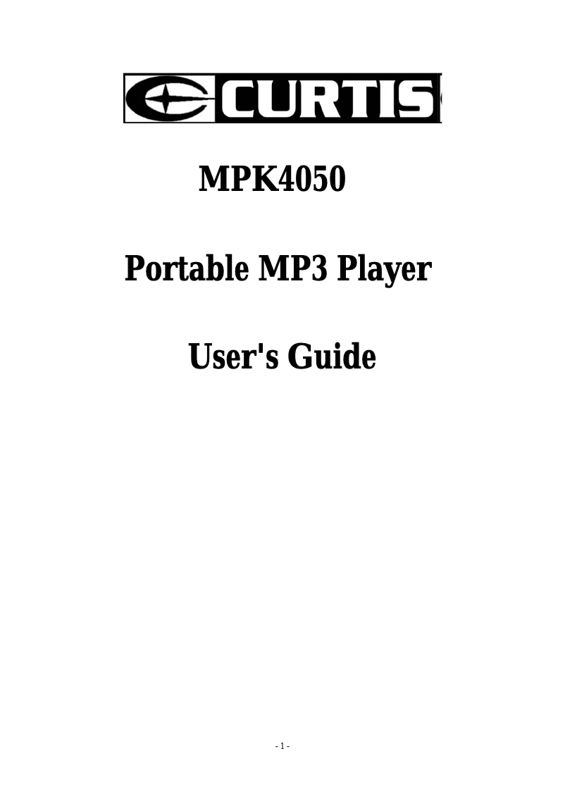 Page 1 de la notice Manuel utilisateur Curtis MPK4050