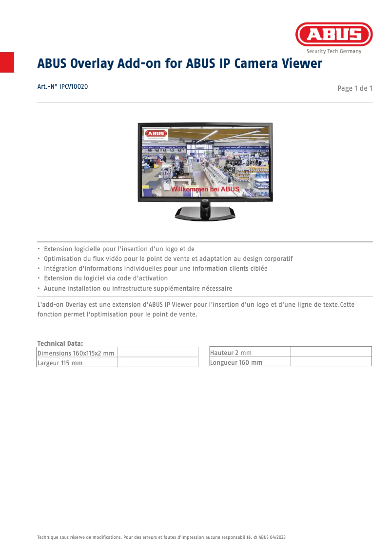 Image de la première page du manuel de l'appareil IPCV10020