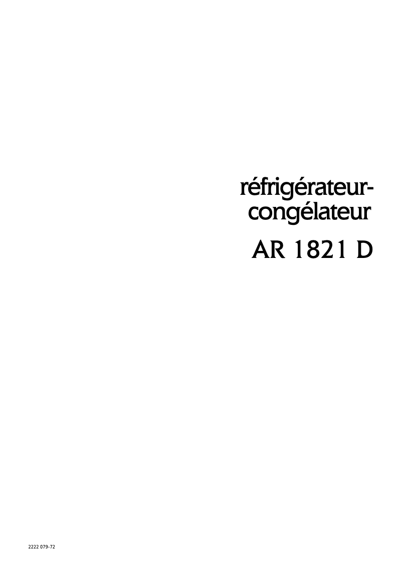 Image de la première page du manuel de l'appareil AR1821D
