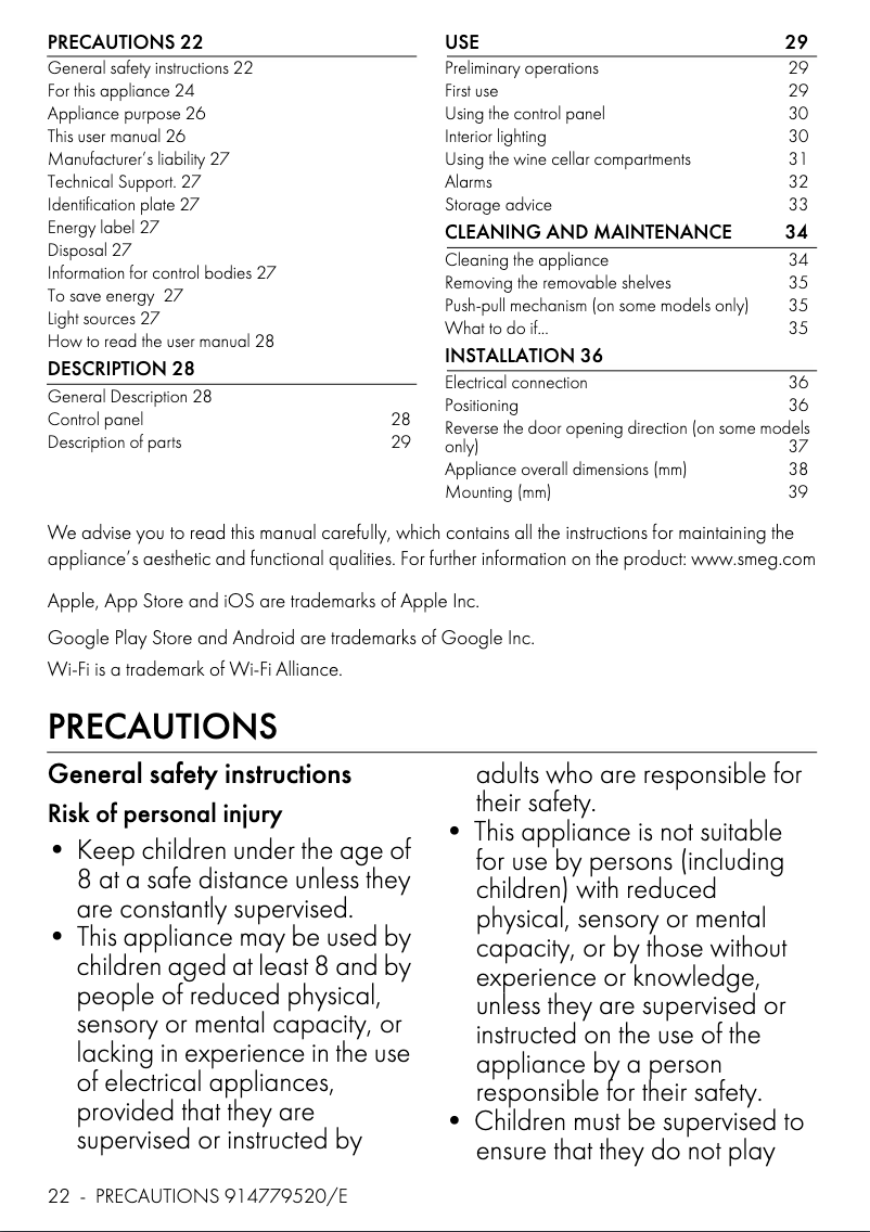 Page 1 de la notice Manuel utilisateur Smeg CVI621RWNR3