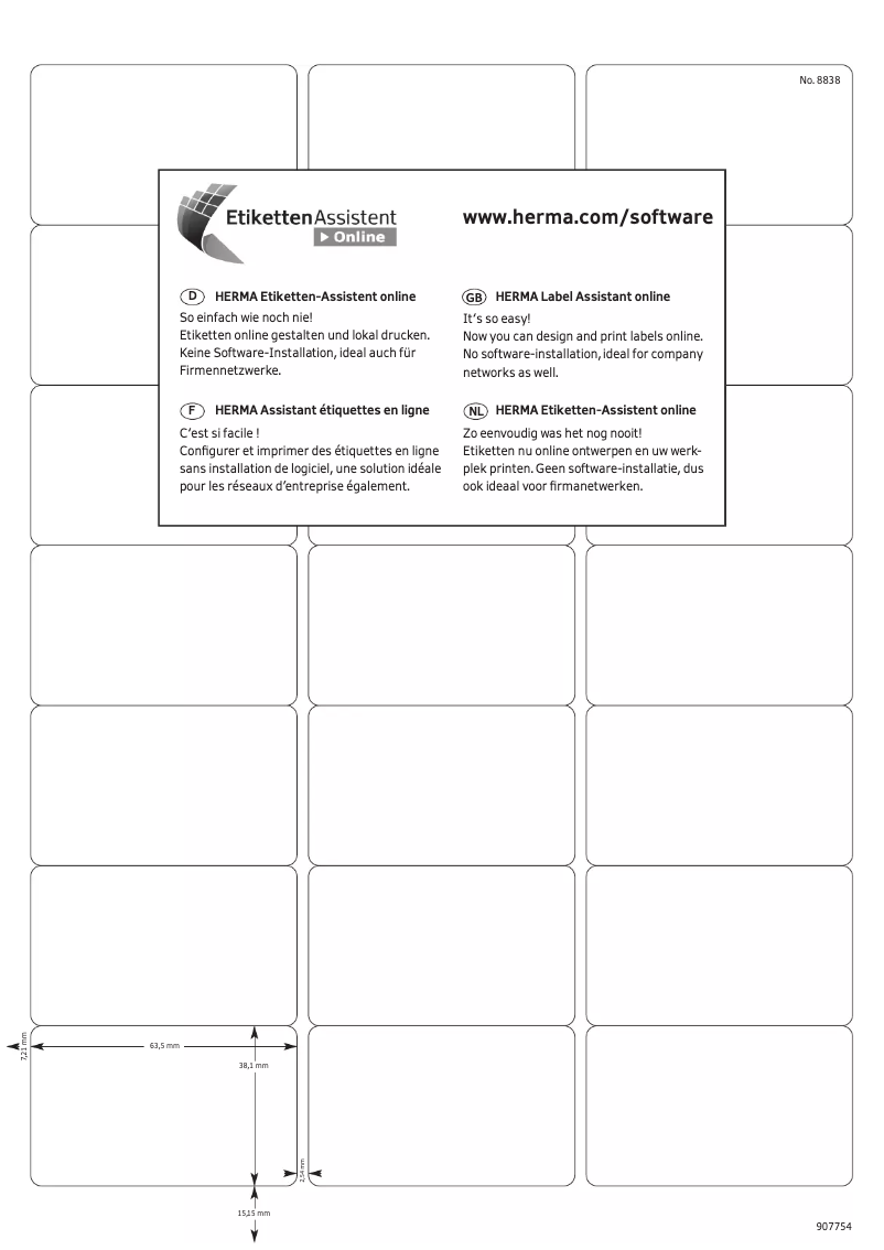 Page 1 de la notice Manuel utilisateur Herma 8838