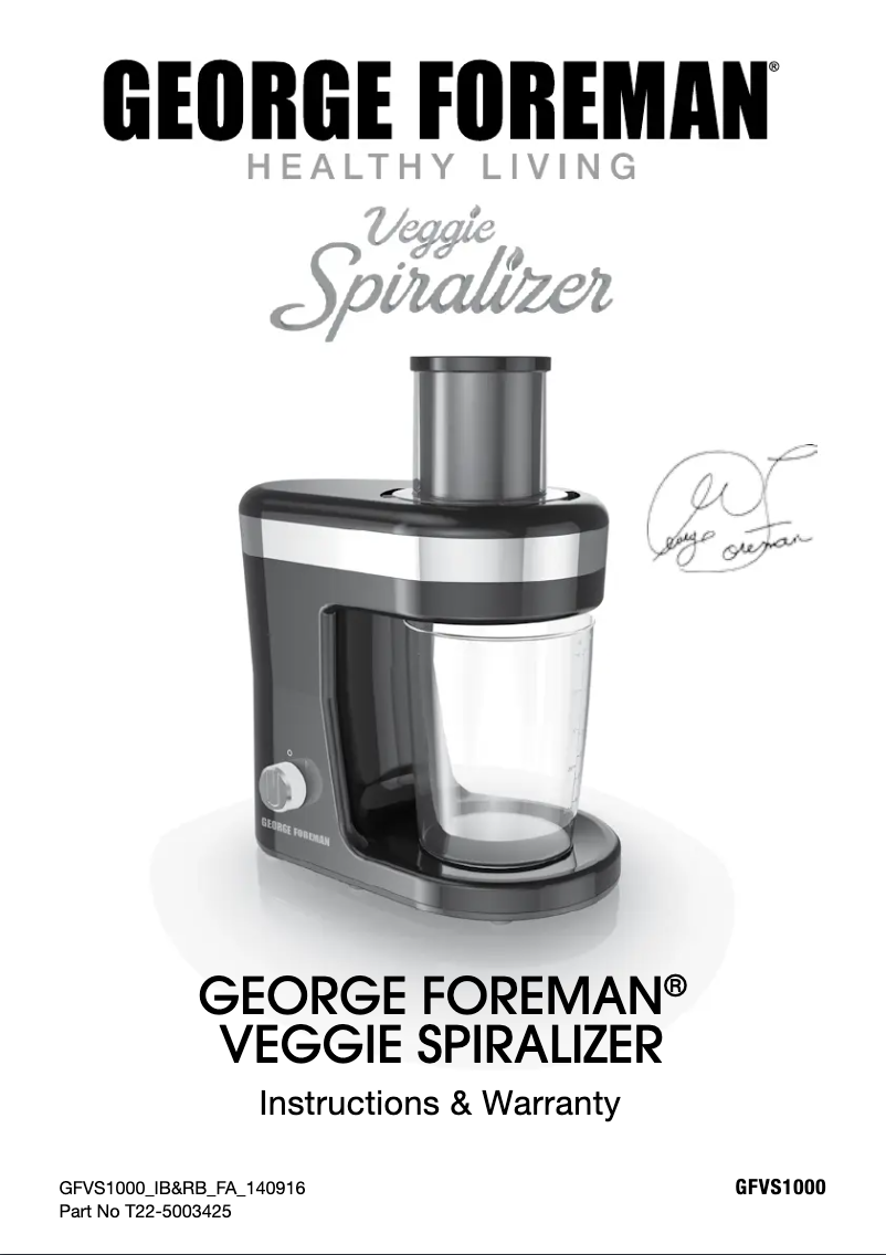 Page 1 de la notice Manuel utilisateur George Foreman GFVS1000