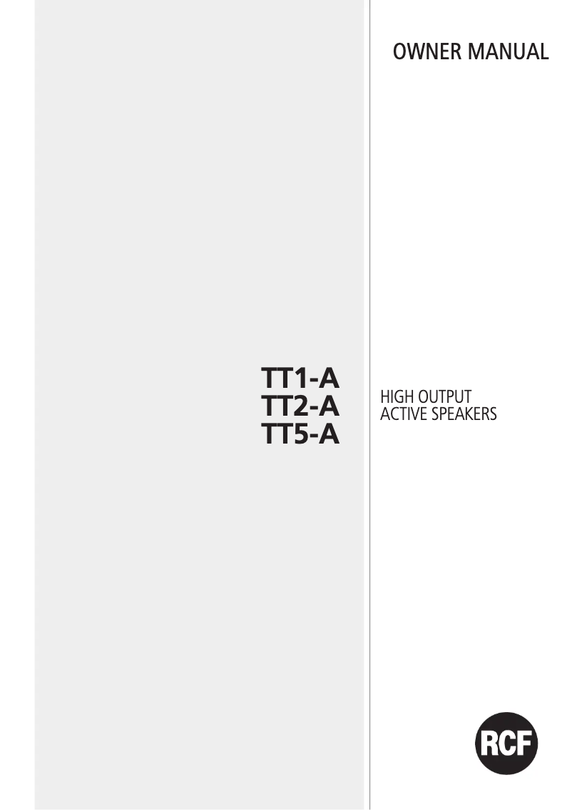 Page 1 de la notice Manuel utilisateur RCF TT5-A