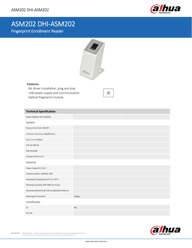 Page 1 de la notice Manuel utilisateur Dahua Technology ASM202