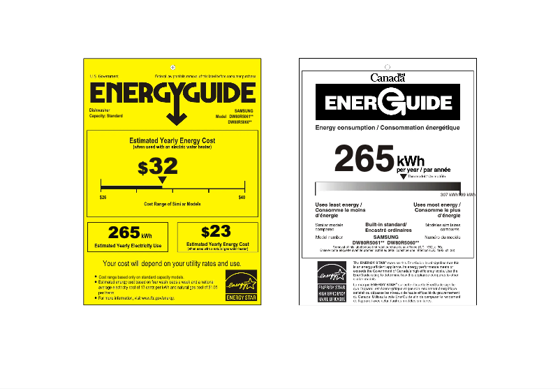 Page n°1 - Label énergétique Samsung DW80R5061UT