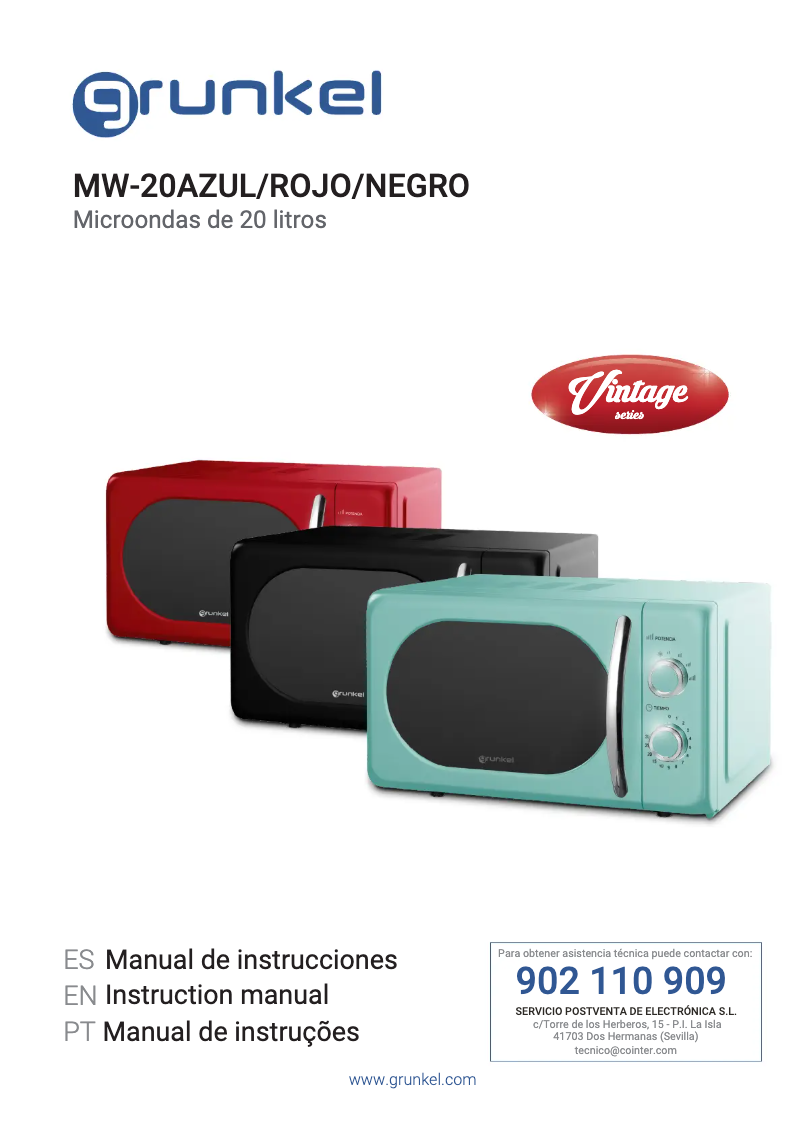 Page 1 de la notice Manuel utilisateur Grunkel MW-20