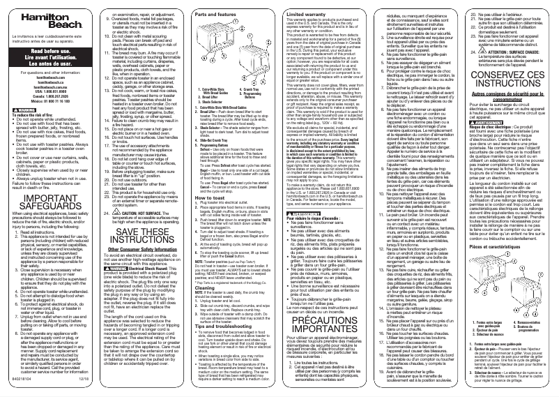 Image de la première page du manuel de l'appareil 22785
