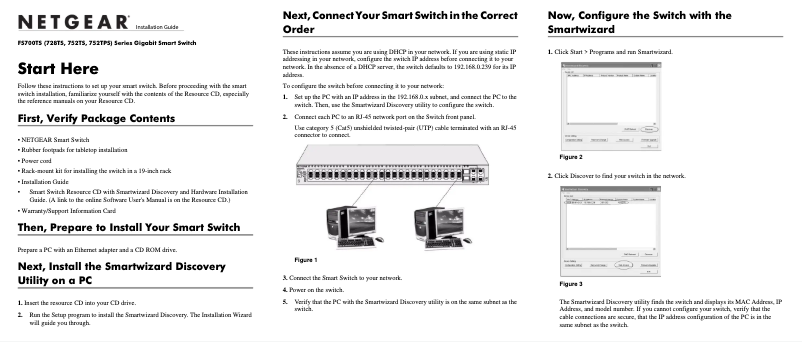 Page 1 de la notice Guide d'installation Netgear FS728TS