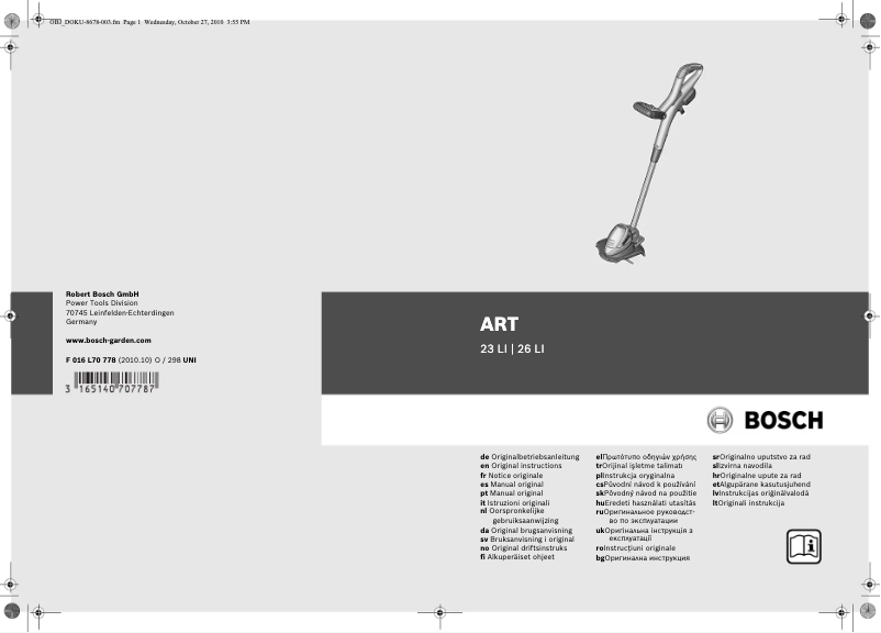 Page 1 de la notice Manuel utilisateur Bosch ART 26 Easytrim